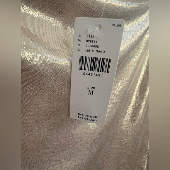 NWT new medium Anthropologie Maeve shiny metallic top sand beige ruched tank - Picture 12 of 13